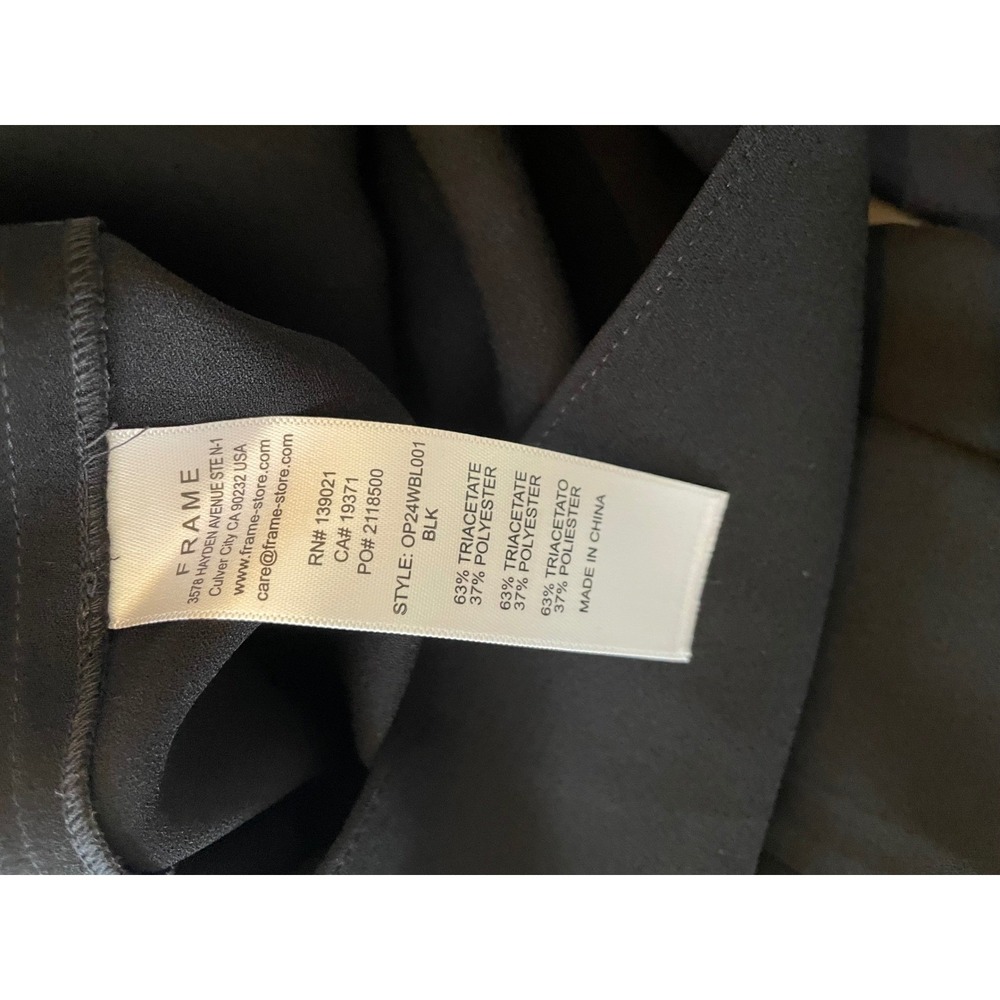 FRAME Black Bell Sleeve Keyhole Back Stretch Crepe Blouse Size M - Picture 7 of 7